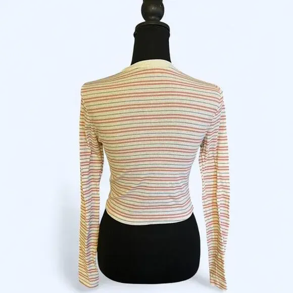 Charlotte Russe Vintage Y2K pink and grey striped shirt Size Small - Picture 4 of 6